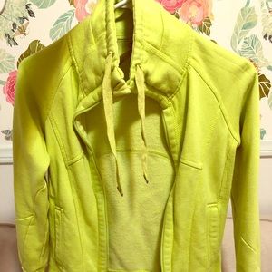 Lime Green High-collar Zip-up Hoodie